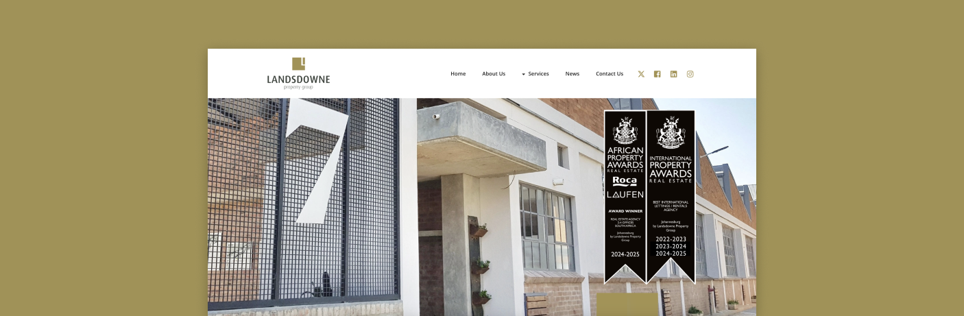 building with Landsdown signage